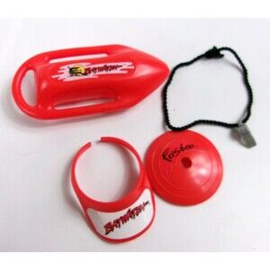 Vintage 1994 Barbie Baywatch Floating Rescue Device Visor Frisbee Whistle